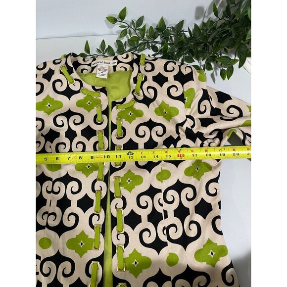 David Brooks Blazer Womens Size M Beige Green Black Geometric Pattern - Picture 12 of 16
